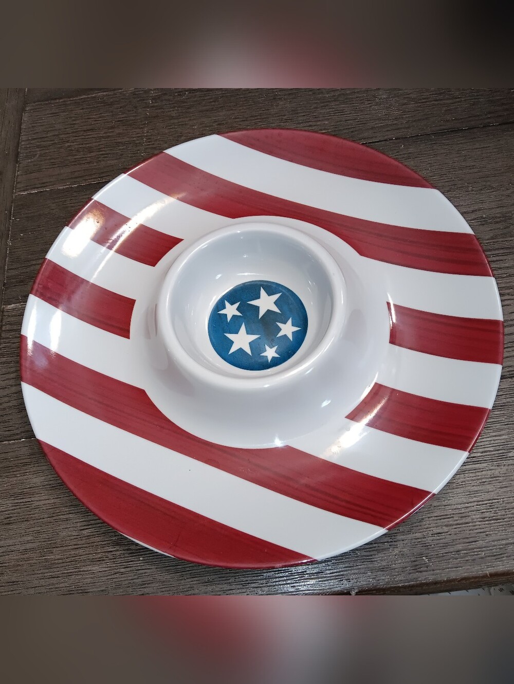 Unk Red, White & Blue Star Dip Platter